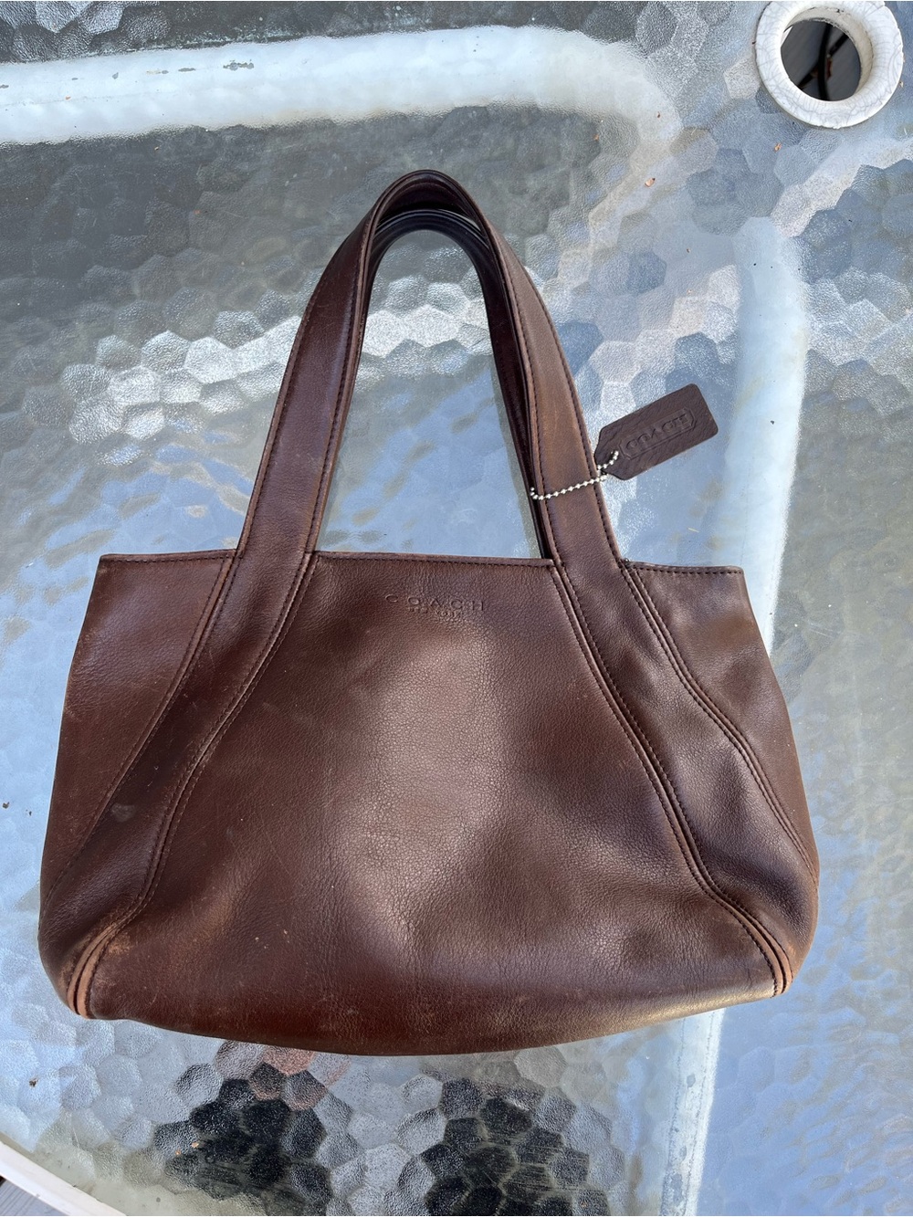Coach Dark Brown Leather Tote with Tag